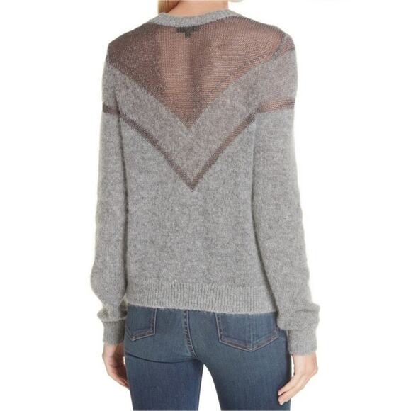 Rag & Bone Blaze Crewneck Metallic Mesh Mohair Sweater Heather Grey Size M - Picture 7 of 7